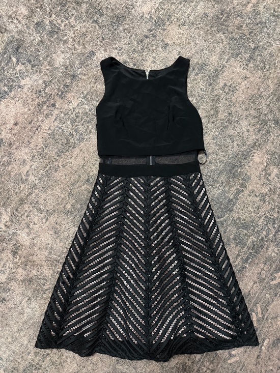 Betsy & Adam Black Two-Piece Fit-and-Flare Dress